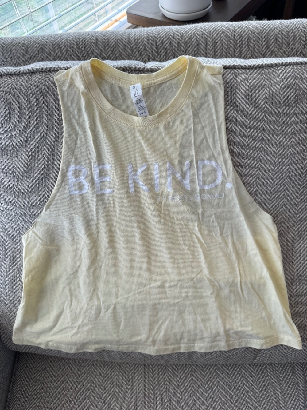 BE KIND E + Rose x NOMAD Wellness Collab Workout Tank Yellow Bella Canvas